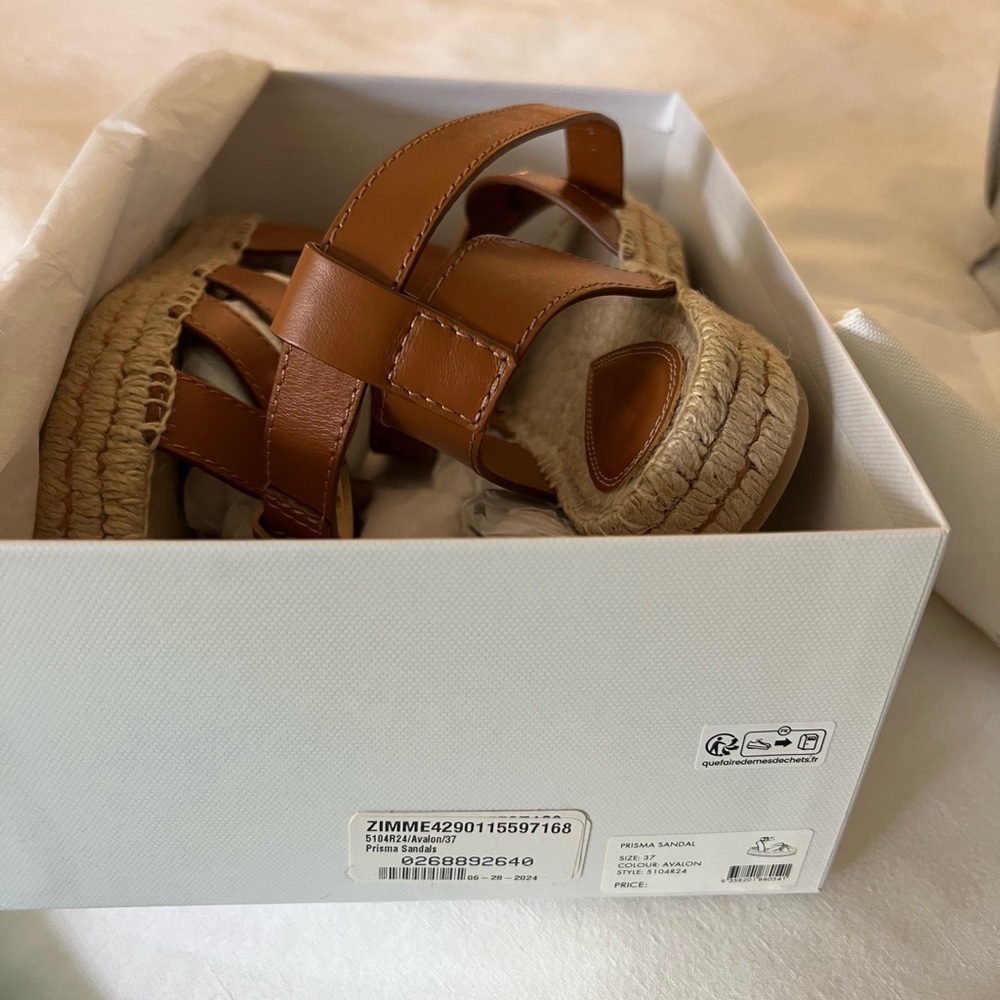 Zimmermann Brown Leather Espadrille Sandals - Tan Brown - Picture 2 of 2